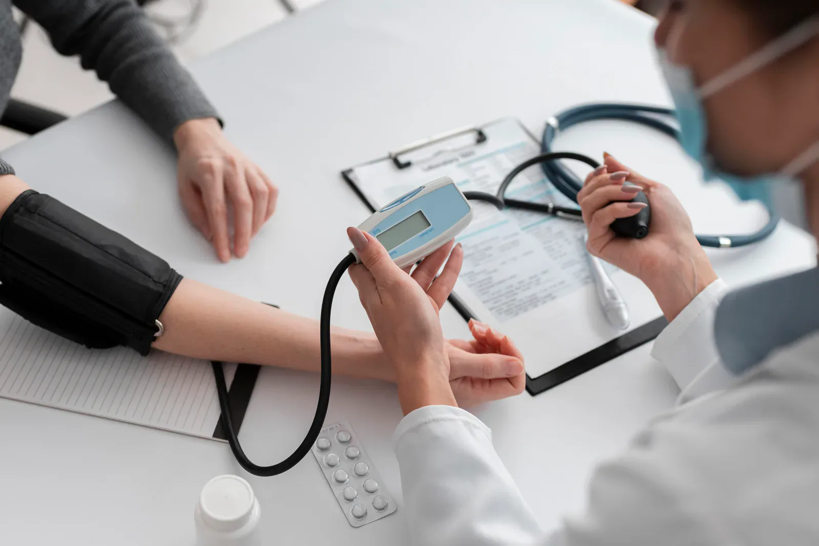 Health screening with a blood pressure check
